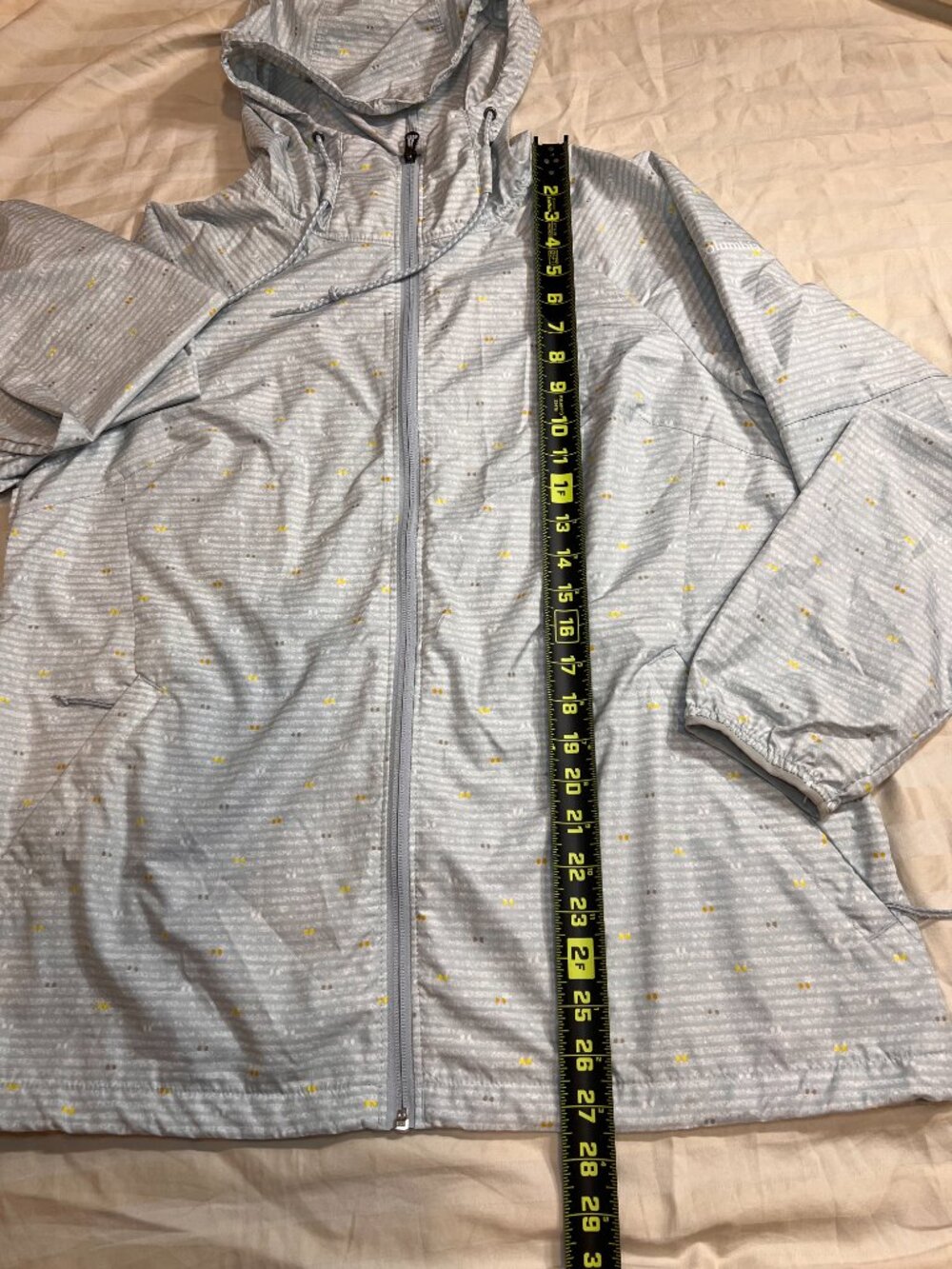 Columbia Switchback Rain Jacket Hooded Windbreaker Gray Yellow Stripe Women's L - Picture 13 of 13